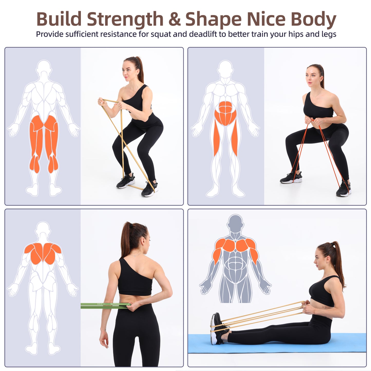 Resistance Bands for Working Out: Pull Up Bands 5-130lb 5 Levels Exercise Bands Workout Bands Set with Handles & Door Anchor Pull Up Assist Bands for Men Women Resistance Training