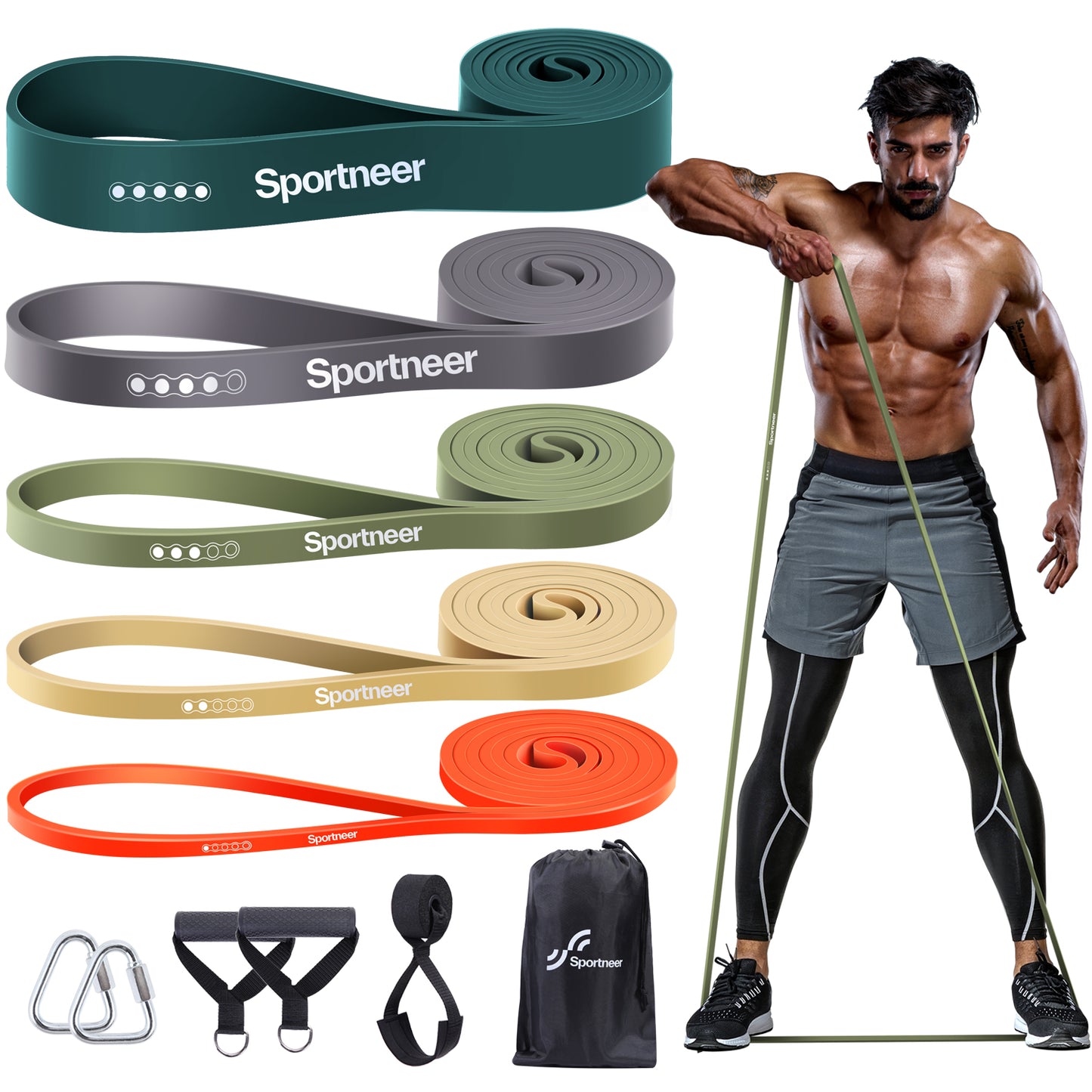 Resistance Bands for Working Out: Pull Up Bands 5-130lb 5 Levels Exercise Bands Workout Bands Set with Handles & Door Anchor Pull Up Assist Bands for Men Women Resistance Training