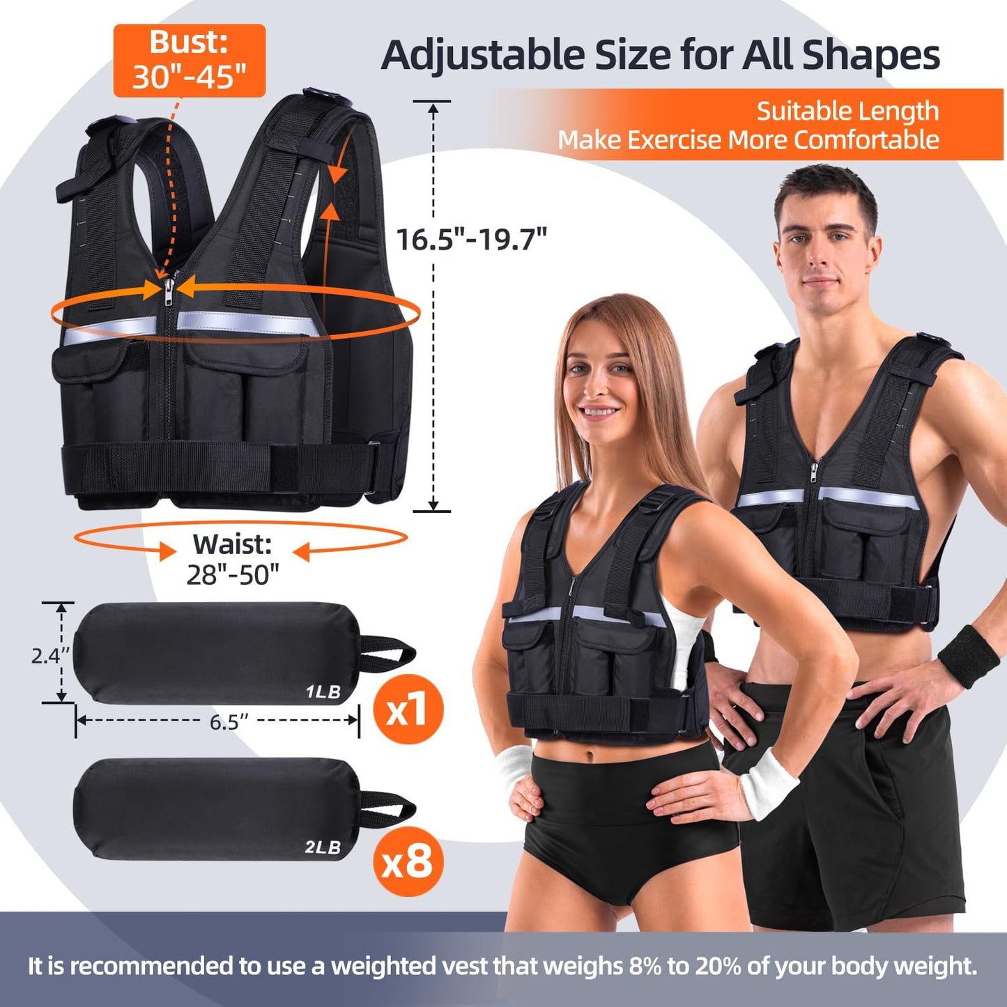 Sportneer Adjustable Weighted Vest 2-42LBS