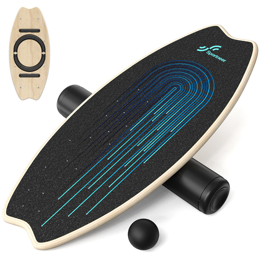 Sportneer Balance Board - 7 Modes Wobble Board with Adjustable Stoppers - Exercise Balancing Stability Trainer for Improve Balance, Surf Trainer & Physical Therapy - Roller and 2.8'' Ball Included