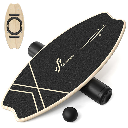 Sportneer Balance Board - 7 Modes Wobble Board with Adjustable Stoppers - Exercise Balancing Stability Trainer for Improve Balance, Surf Trainer & Physical Therapy - Roller and 2.8'' Ball Included