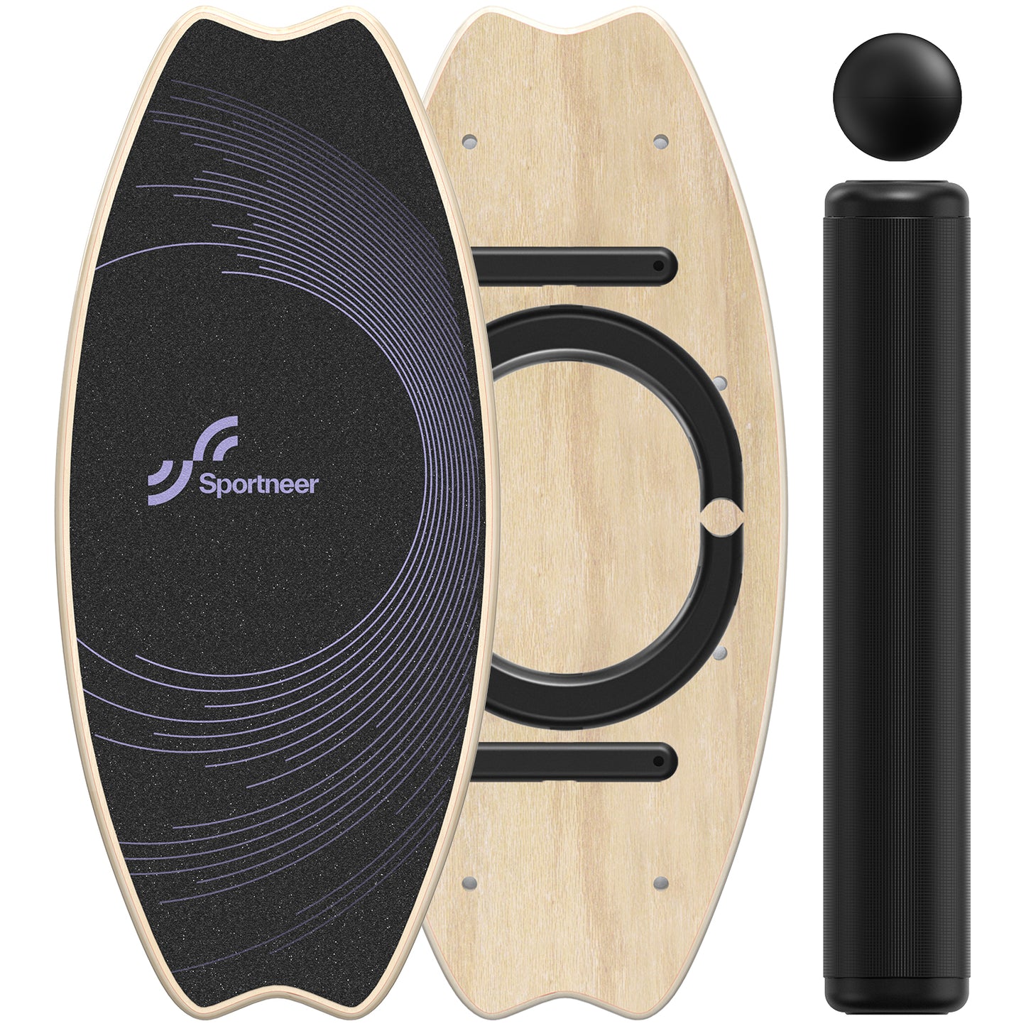Sportneer Balance Board - 7 Modes Wobble Board with Adjustable Stoppers - Exercise Balancing Stability Trainer for Improve Balance, Surf Trainer & Physical Therapy - Roller and 2.8'' Ball Included