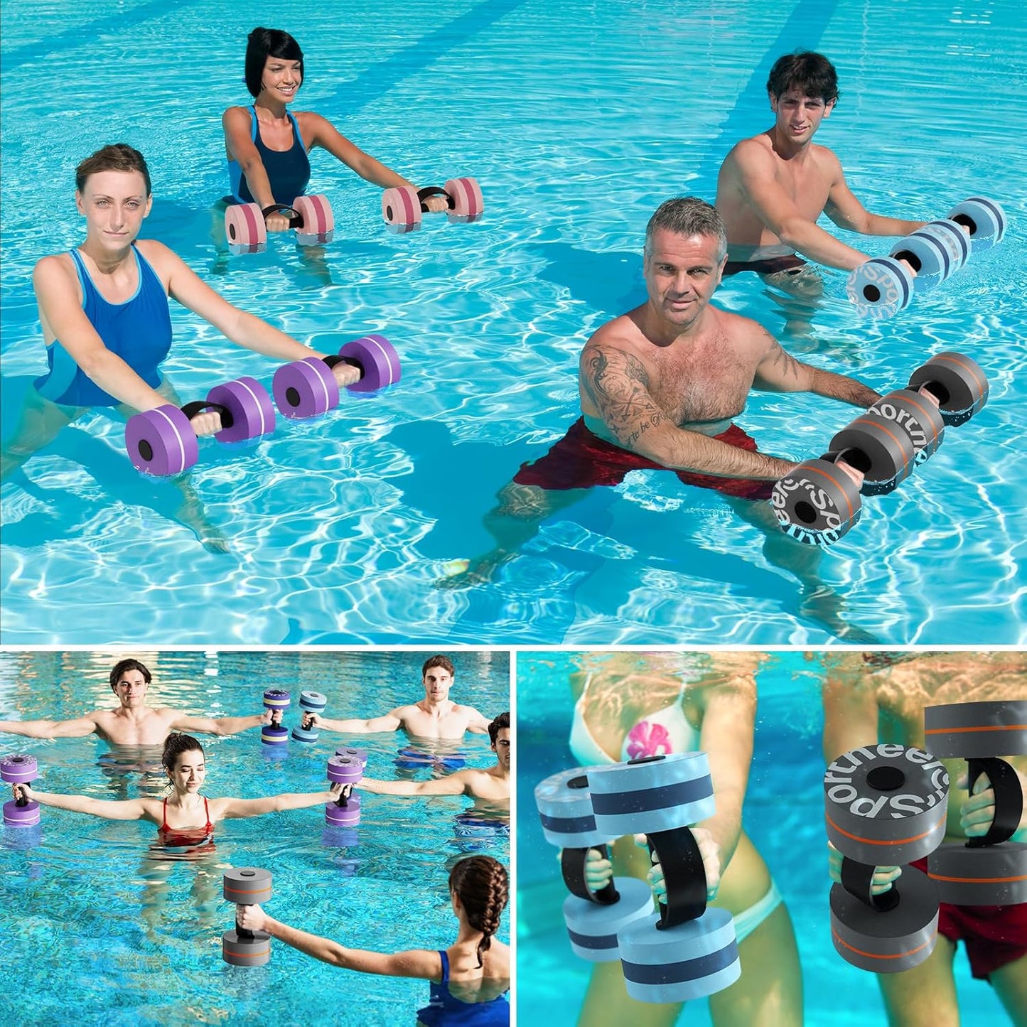 Sportneer Water Weights Aquatic Exercise Dumbbells Water Dumbbell Aerobics Workouts Set of 2 EVA Foam Pool Weights Dumbbells Set