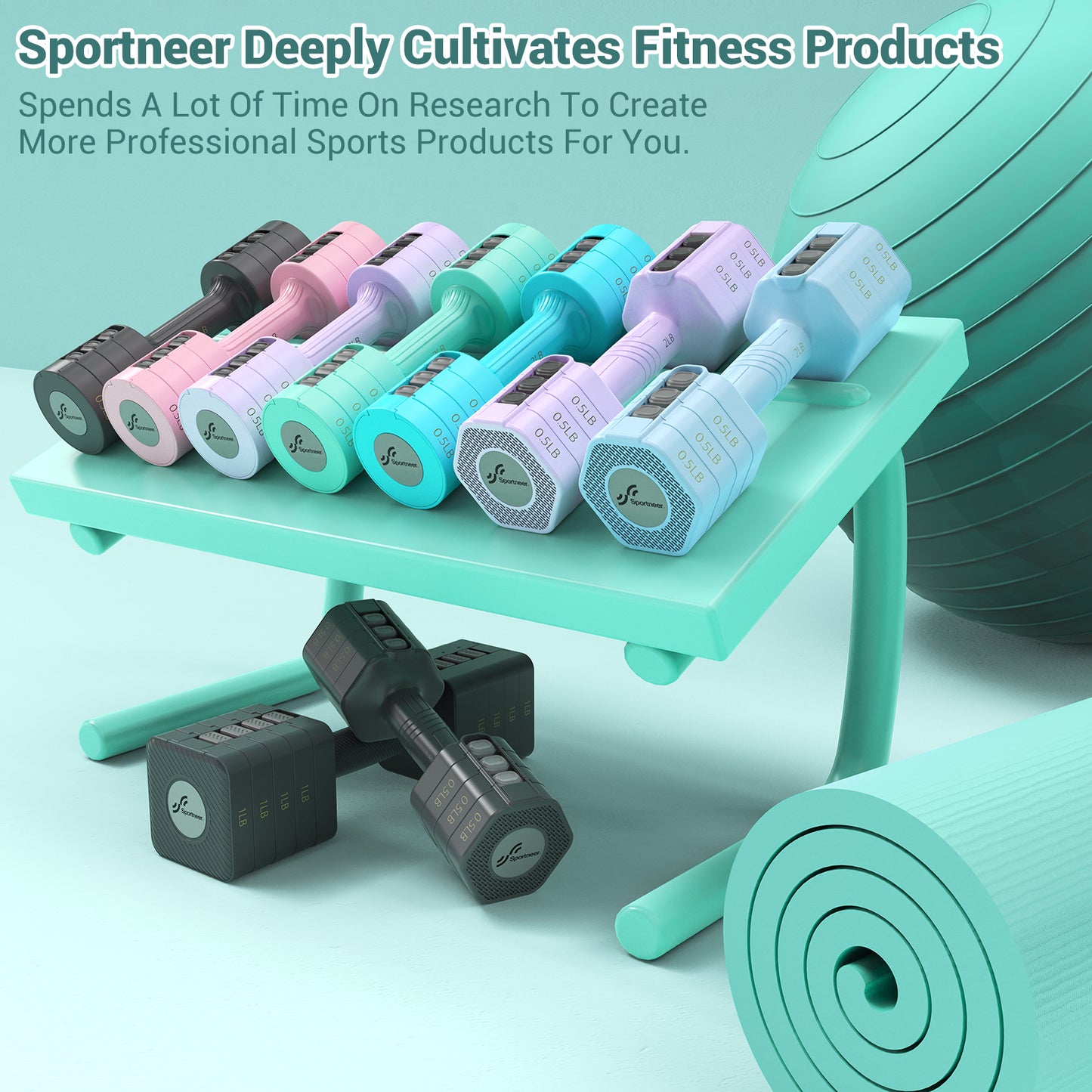 Adjustable Dumbbells Hand Weights Set: Sportneer 5 lb Dumbbells Set of 2 Each 2lb 3lb 4lb 5lb Free Weights Fast Adjust Weight 4 In 1 Weights Dumbbells Set for Women Men Home Gym Exercise Training