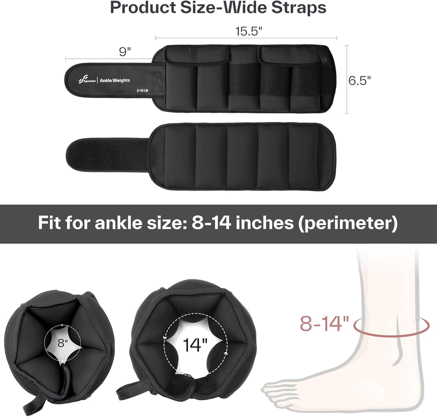 Sportneer Adjustable Ankle Weights 4-20 LBS