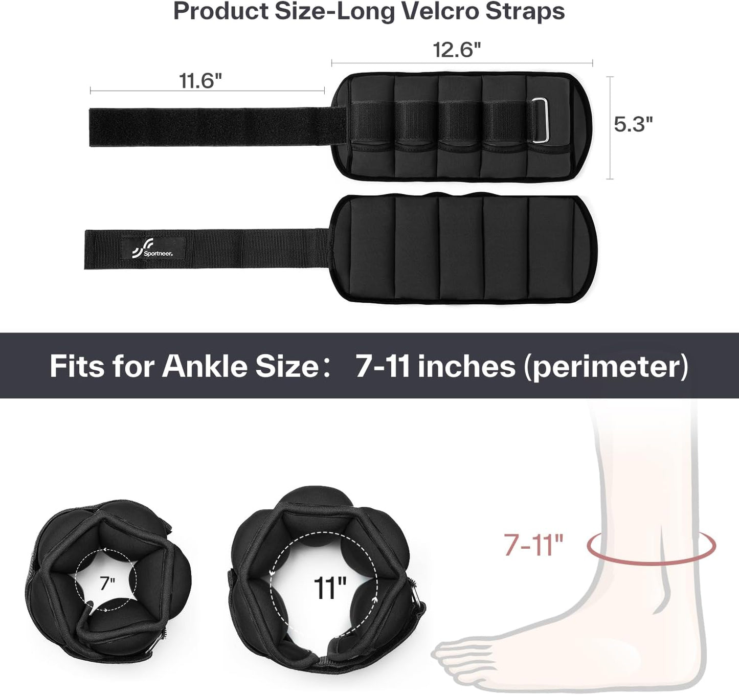 Sportneer Adjustable Ankle Weights 2-7LBS