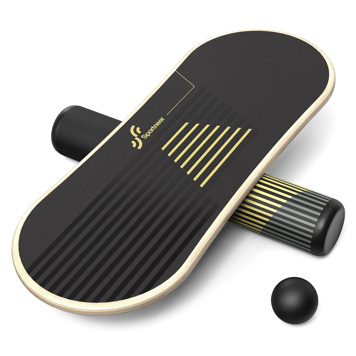 Sportneer Balance Board 7 Modes Wobble Board with Adjustable Stoppers Exercise Balancing Stability Trainer for Improve Balance, Surf Trainer & Physical Therapy - Roller and 2.8'' Ball Included