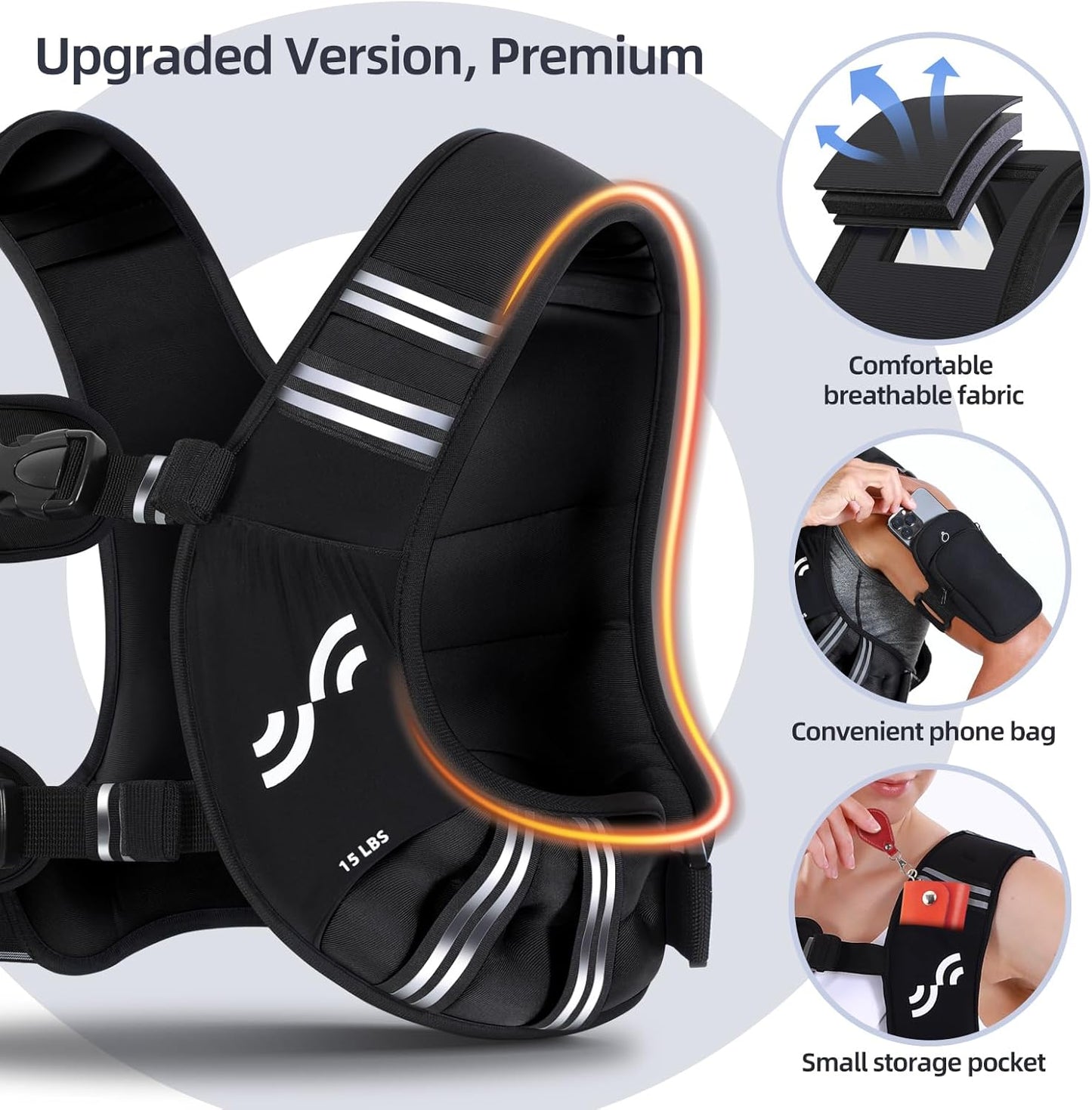 Sportneer Weighted Vest 8/12/15/20/25LBS