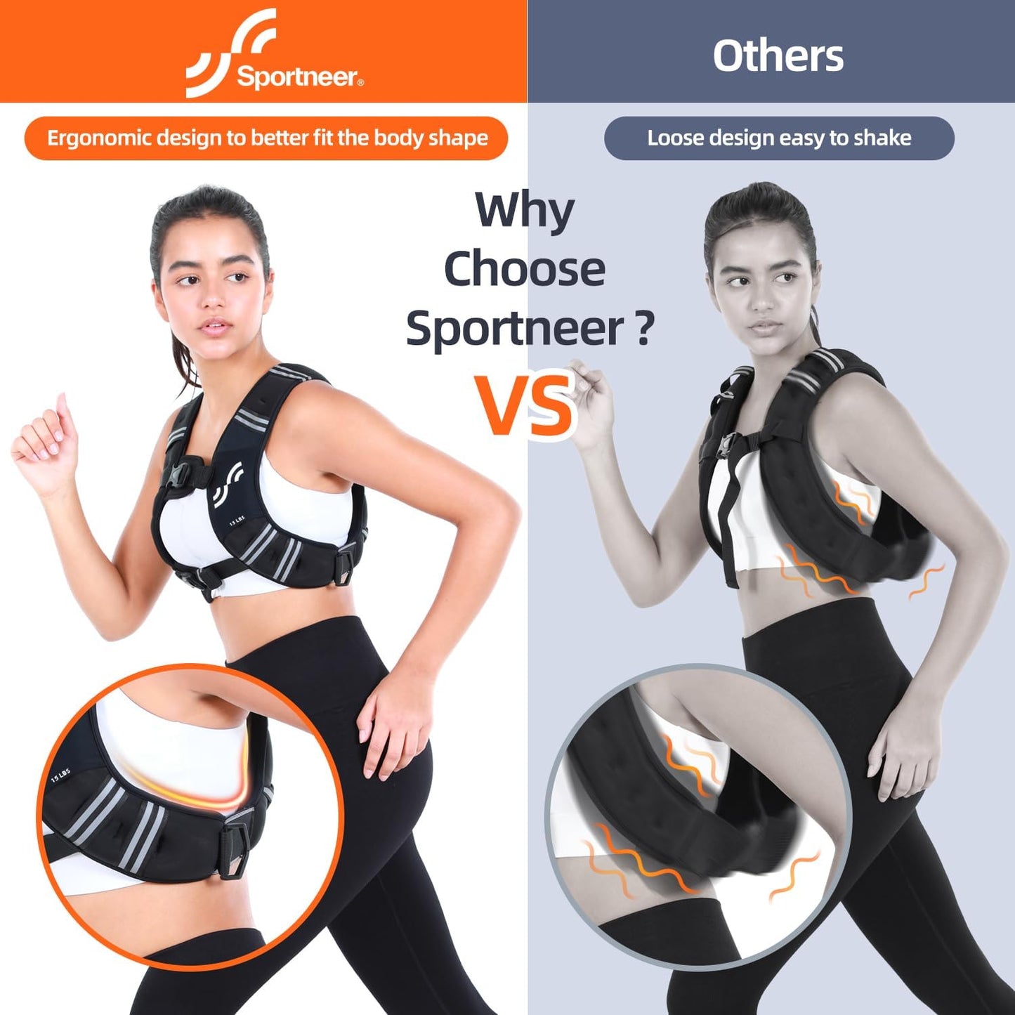 Sportneer Weighted Vest 8/12/15/20/25LBS