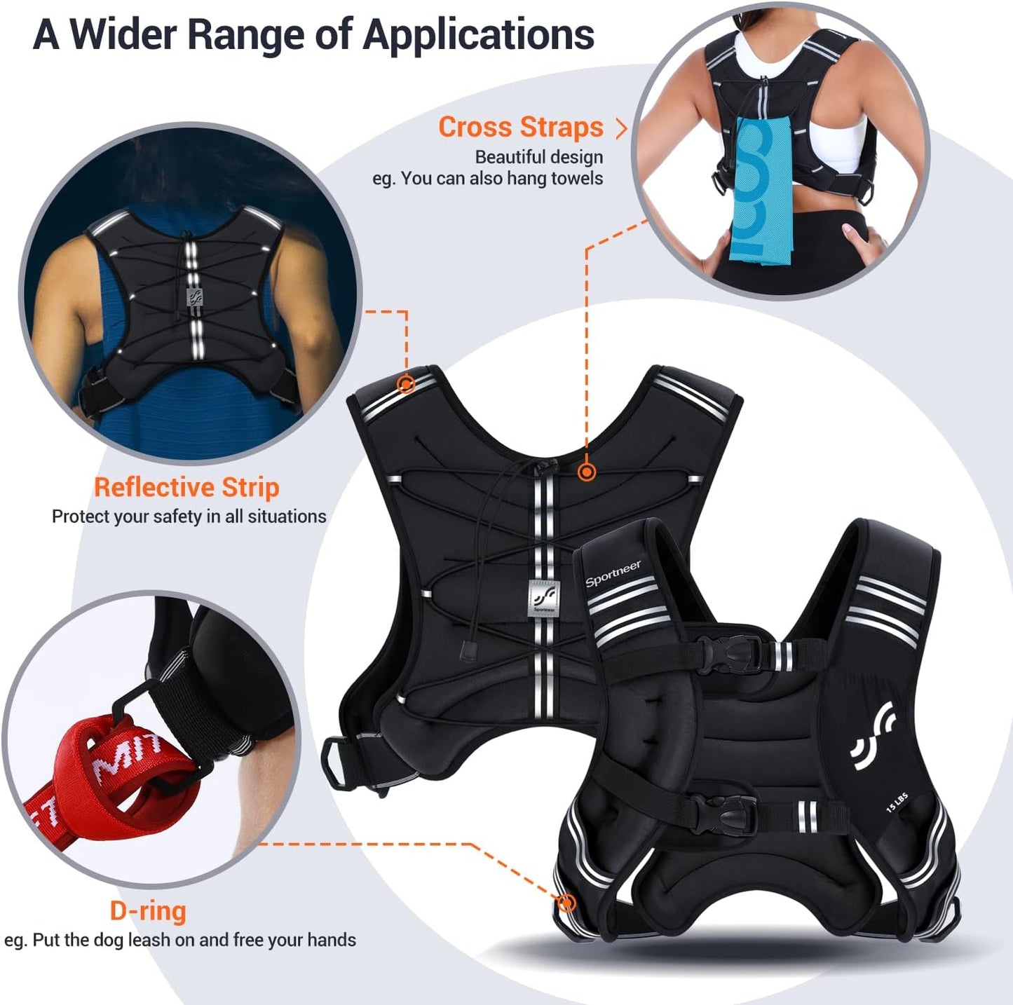 Sportneer Weighted Vest 8/12/15/20/25LBS