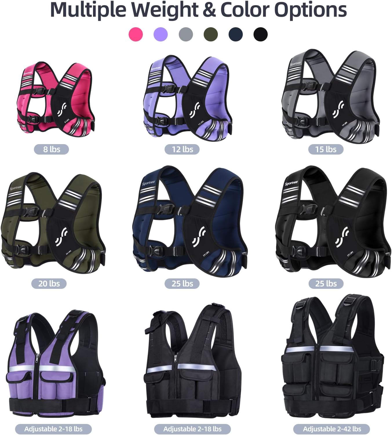 Sportneer Weighted Vest 8/12/15/20/25LBS