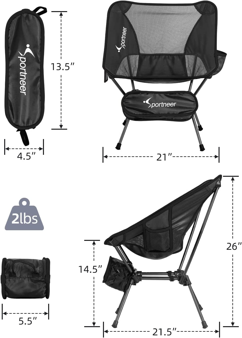 Sportneer Lightweight Portable Folding Camping Chair