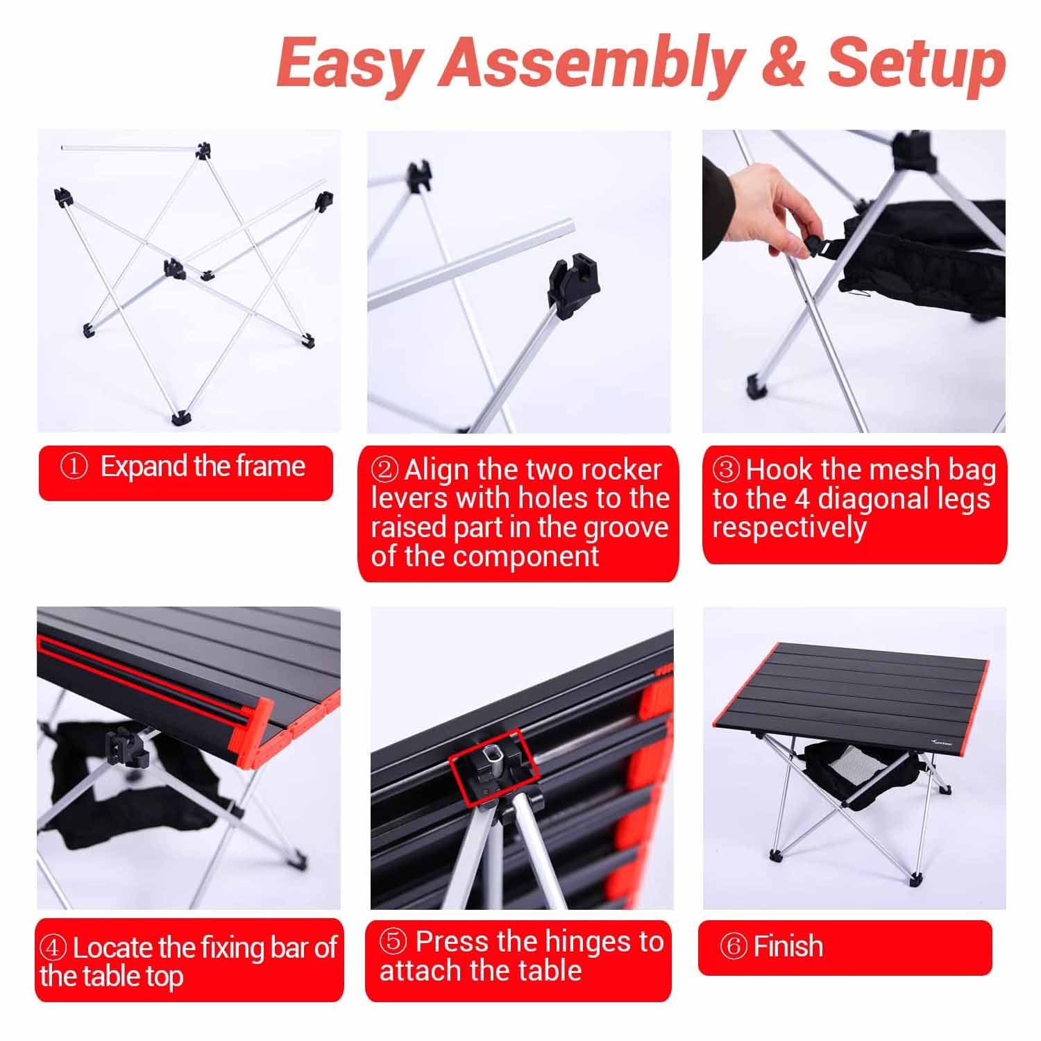 Sportneer Aluminium Camping Table, Portable Lightweight Aluminum