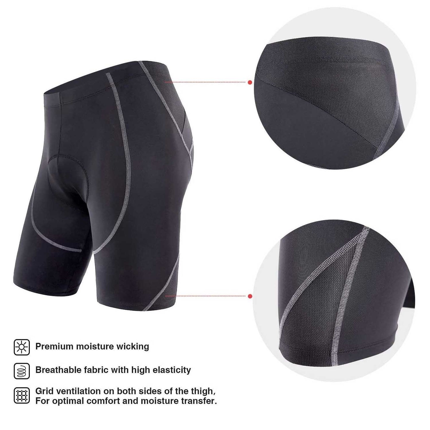 Sportneer Men's 4D Padded Cycling Shorts