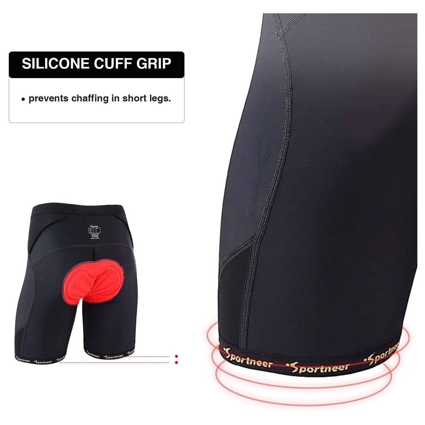 Sportneer Men's 4D Padded Cycling Shorts