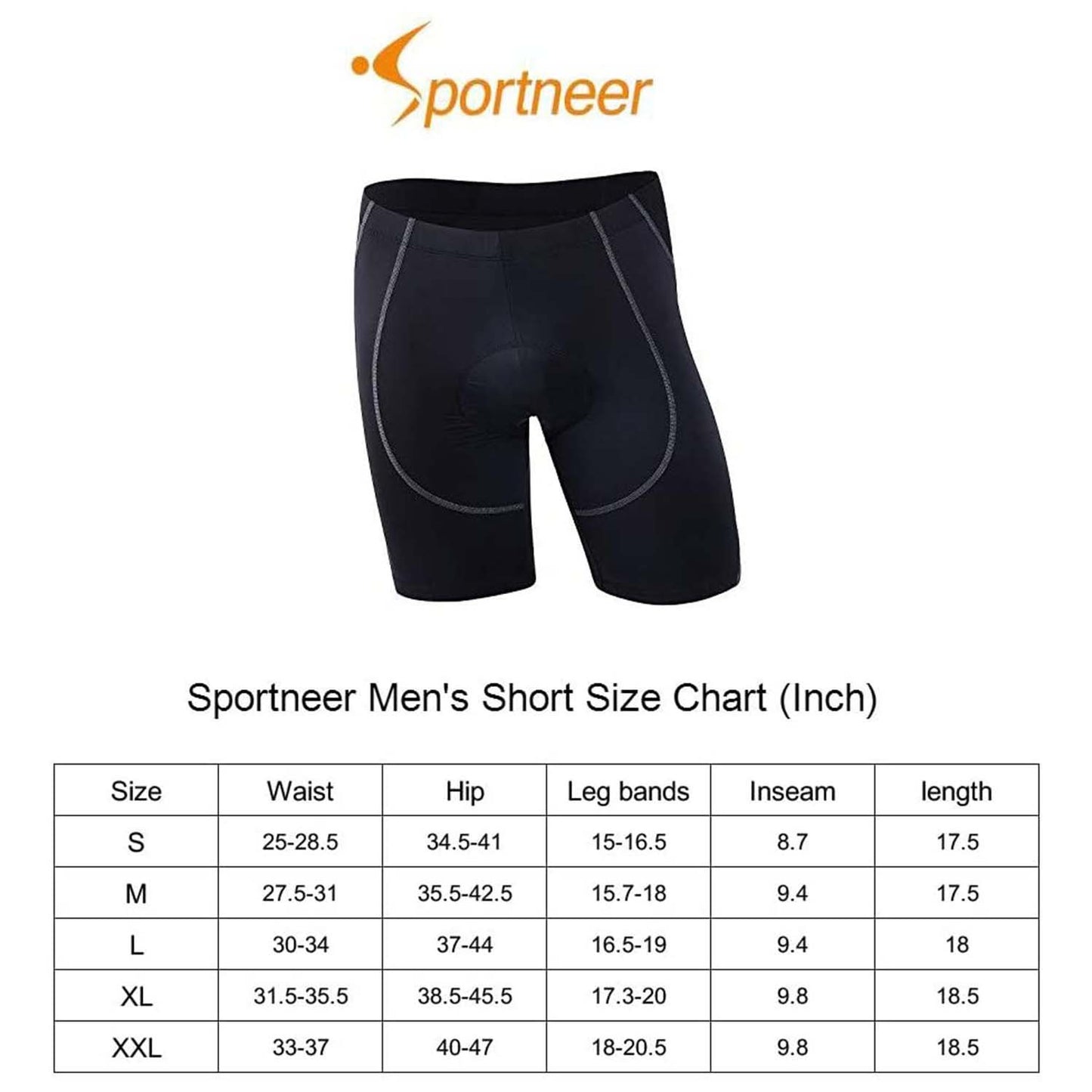 Sportneer Men's 4D Padded Cycling Shorts