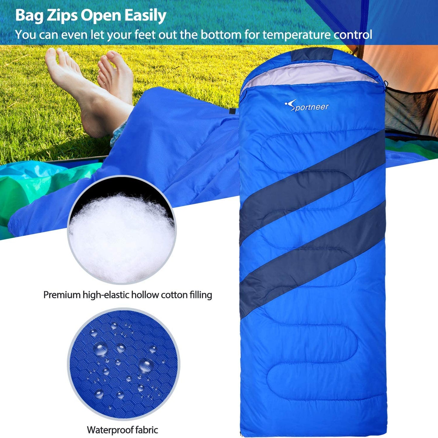 Sportneer Sleeping Bag, with Isolation Liner