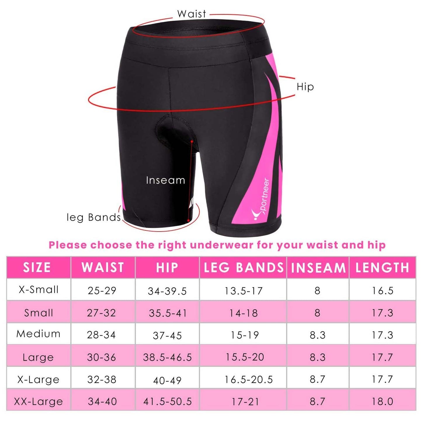 Sportneer Women's 4D Padded Cycling Shorts