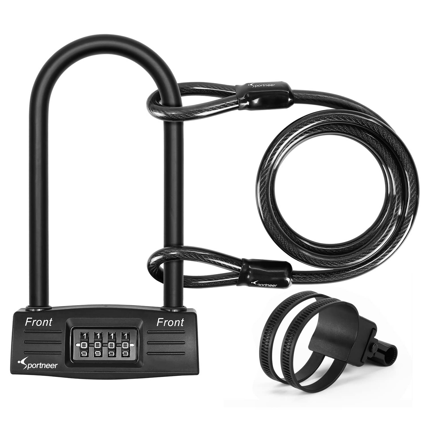 SportneerBike U Lock Combination - Heavy Duty Bicycle Locks Set