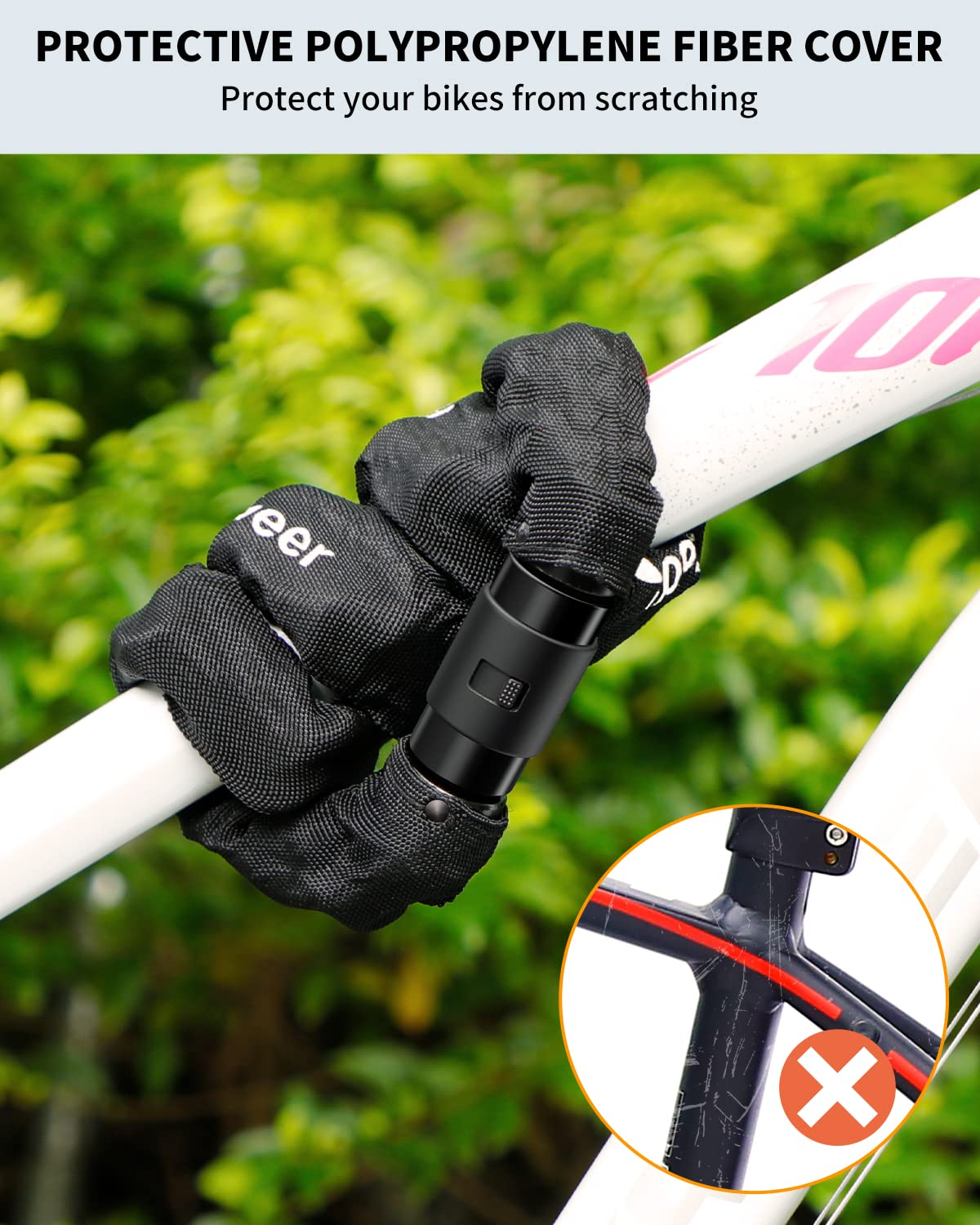 Sportneer 8mm Thicker Bicycle Chain Lock Heavy Duty Anti-Theft