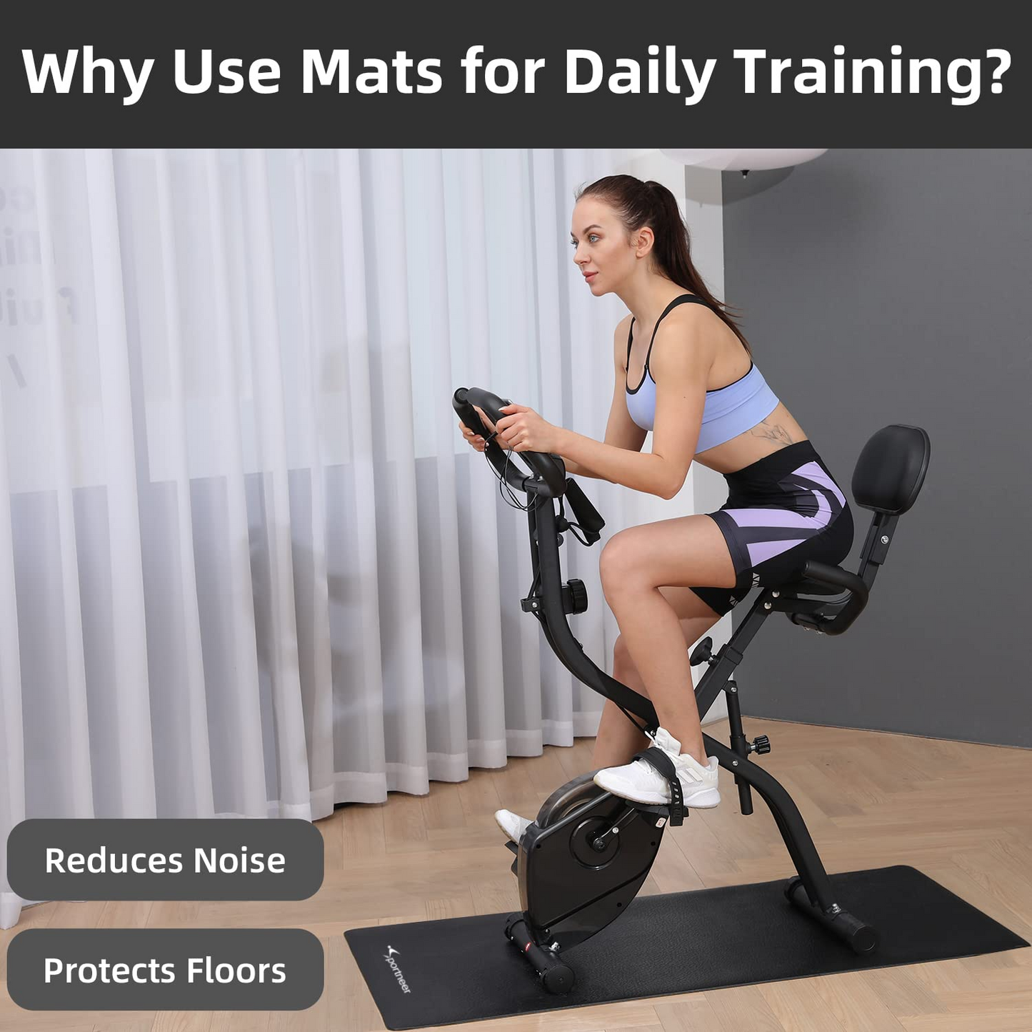 Sportneer Exercise Bike Trainer Stand Mat Floor Carpet Protection Mats